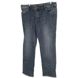 Chico's Platinum Womens Jeans Denim Medium Wash Straight Leg Cotton Sz 2.5 Short
